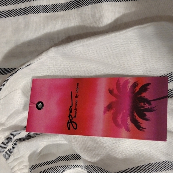 Goa BEACHWEAR BY JAPNA  LARGE JUMPER SLEEVELESS GRAY WHITE STRIPED NWT - Picture 3 of 5